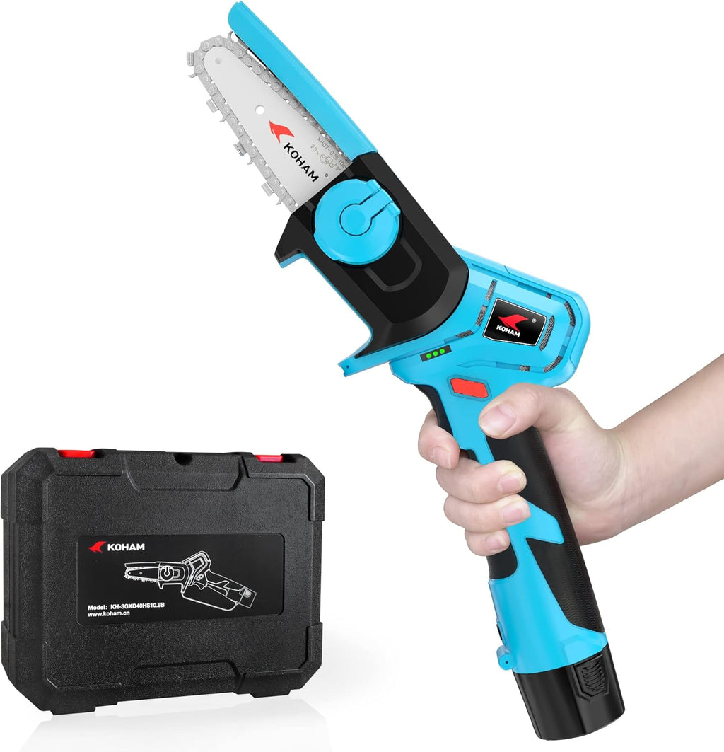 Cordless Mini Chainsaw, 4 Inch Portable Handheld Chainsaw, 10.8V 2.5AH Rechargeable Electric Chain Saw O344153