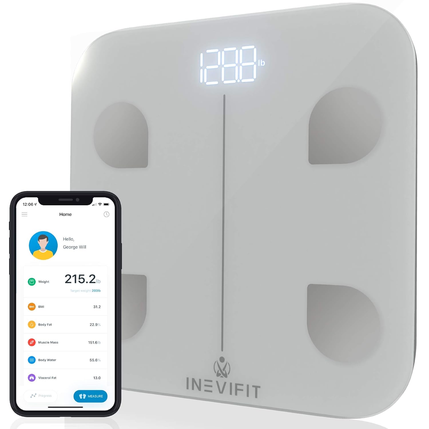 Smart Body Fat Scale Bluetooth Digital Bathroom Body Composition Analyzer F881745