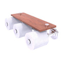 Satin Chrome Wall Mount Toilet Paper Holder with Wood Shelf S28138