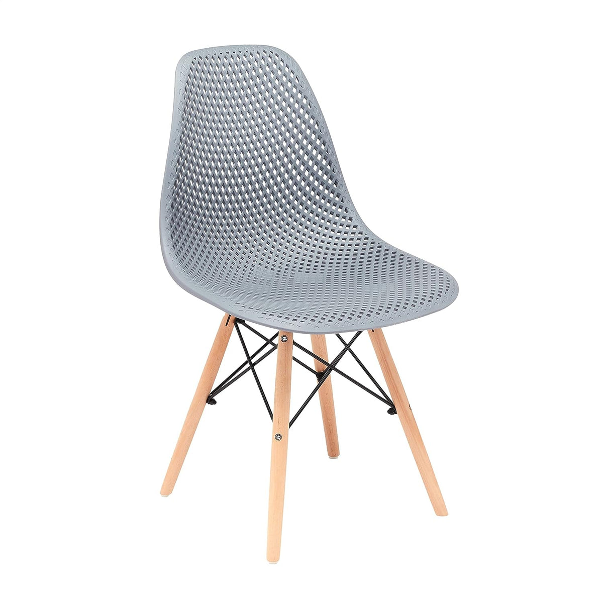 Blue Plastic Shell Side Chair with Beech Wood Legs, set of 2 V50168