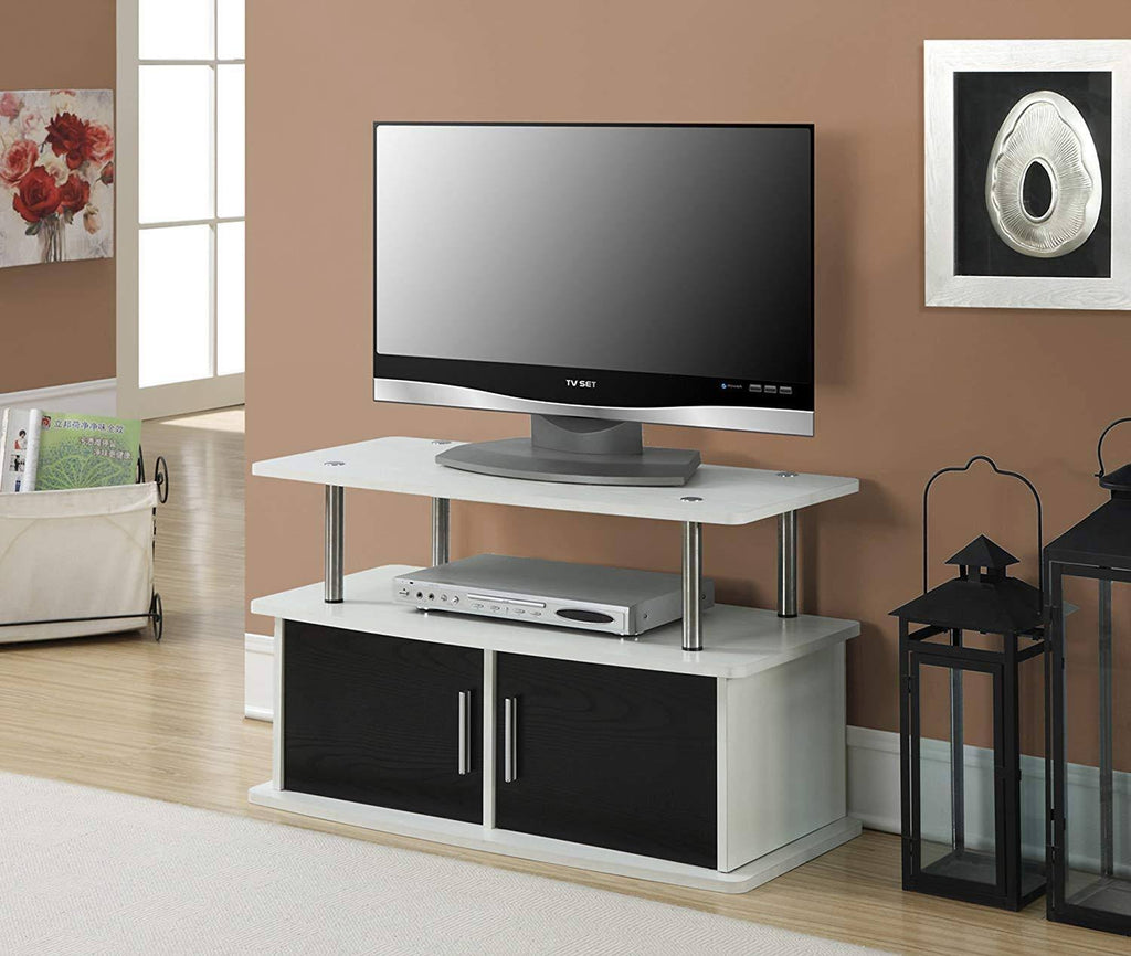 White 2 Door TV Stand with Cabinets U5462