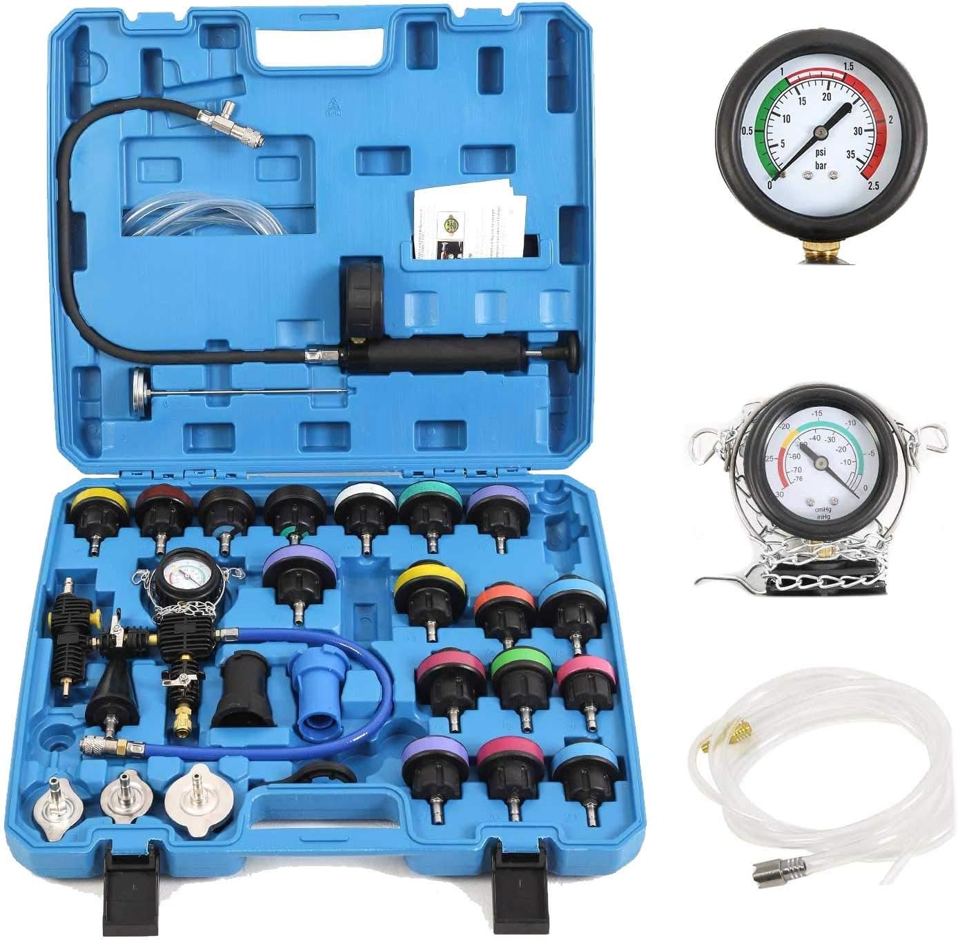 28-Piece Universal Radiator Pressure Tester Vacuum Type Cooling System Tool Kit with Carrying Case R616553