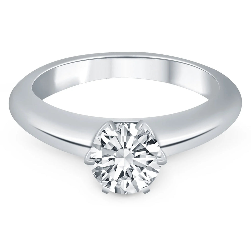14k White Gold Solitaire Cathedral Engagement Ring B539