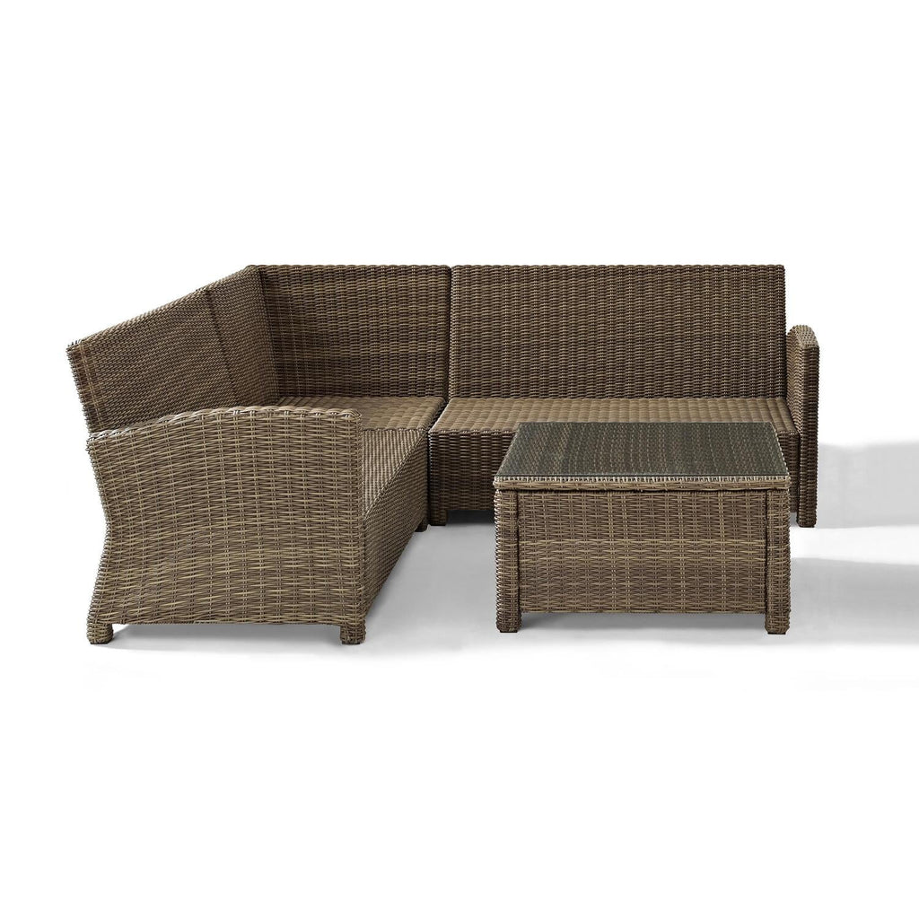 4Pc Outdoor Wicker Sectional Set Sangria Weathered Brown W840