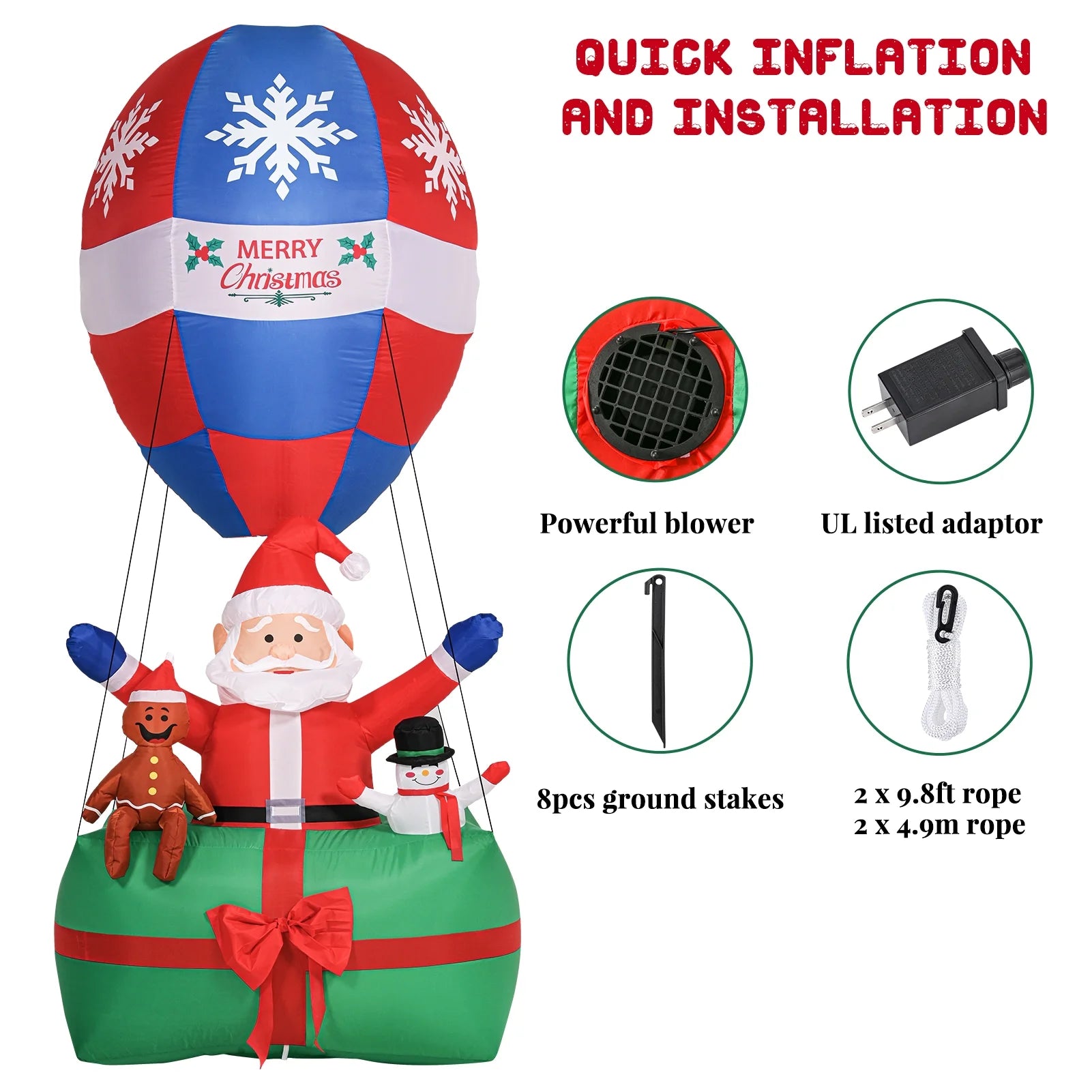 LED Lighted Santa Christmas Inflatables Yard Decoration B363741