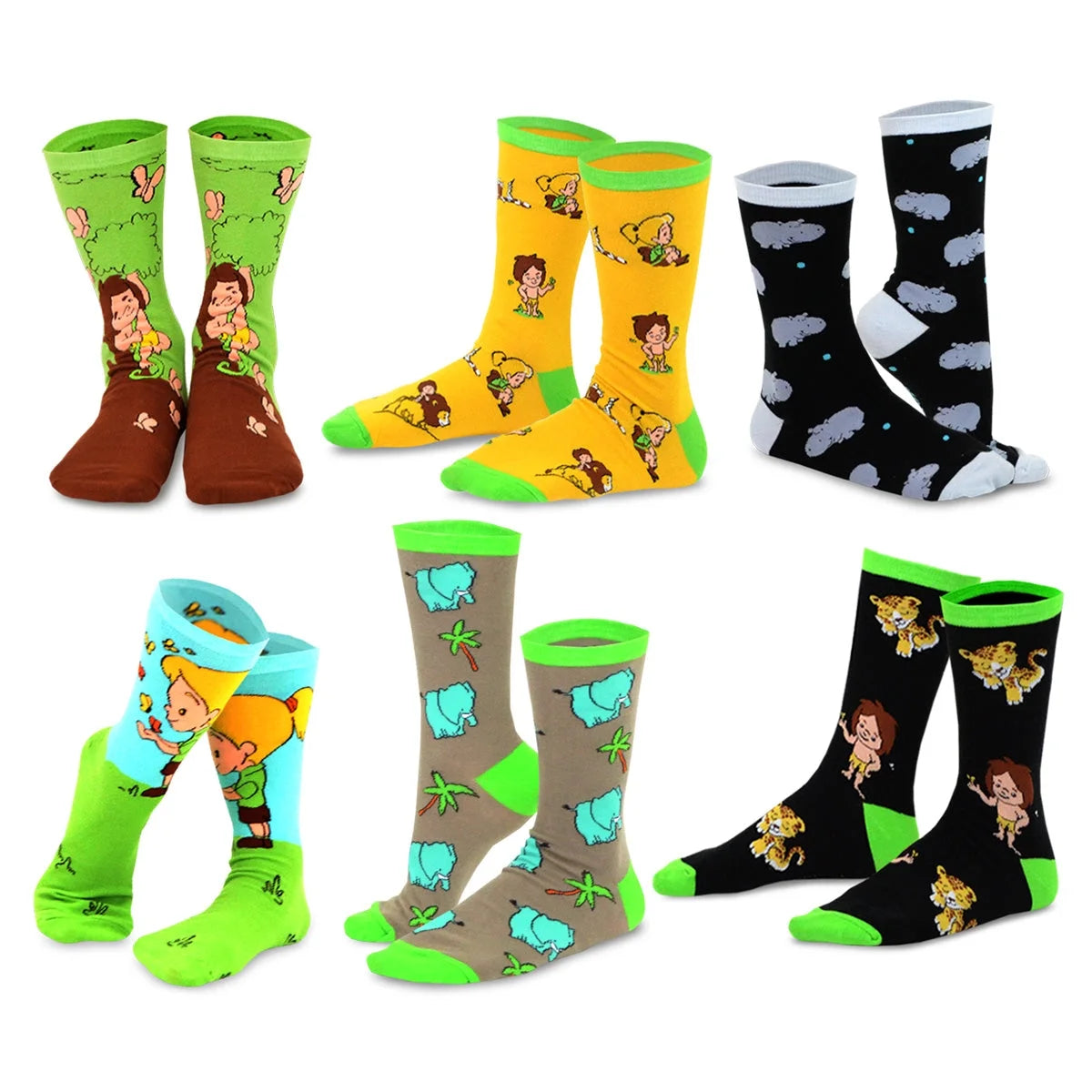 6 Pair Cartoon Animal Crew Socks F457