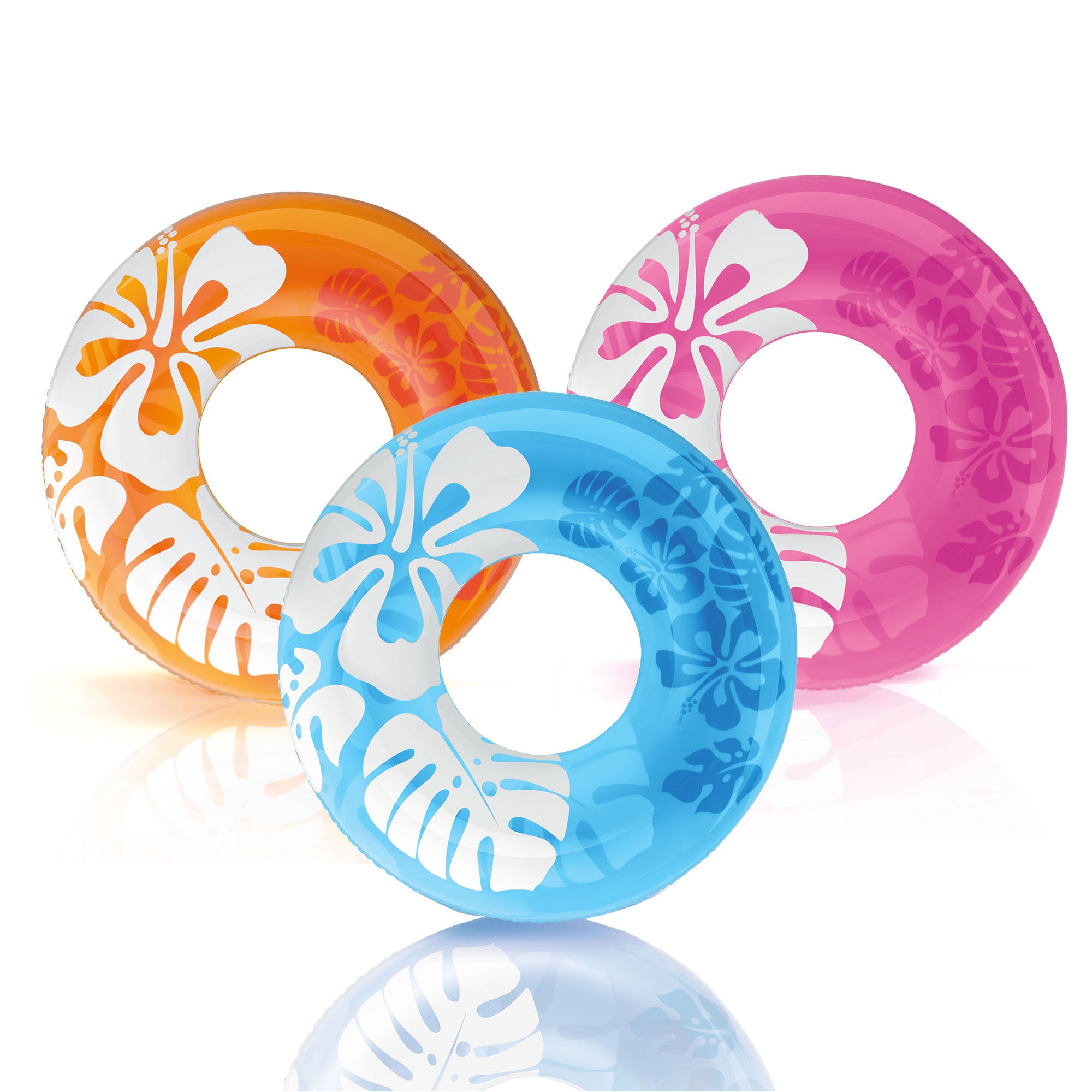 24 Pack Transparent Inflatable Round Swimming Pool Ring Float K538727