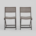 2pk Acacia Wood Foldable Patio Bistro Chairs Gray D594