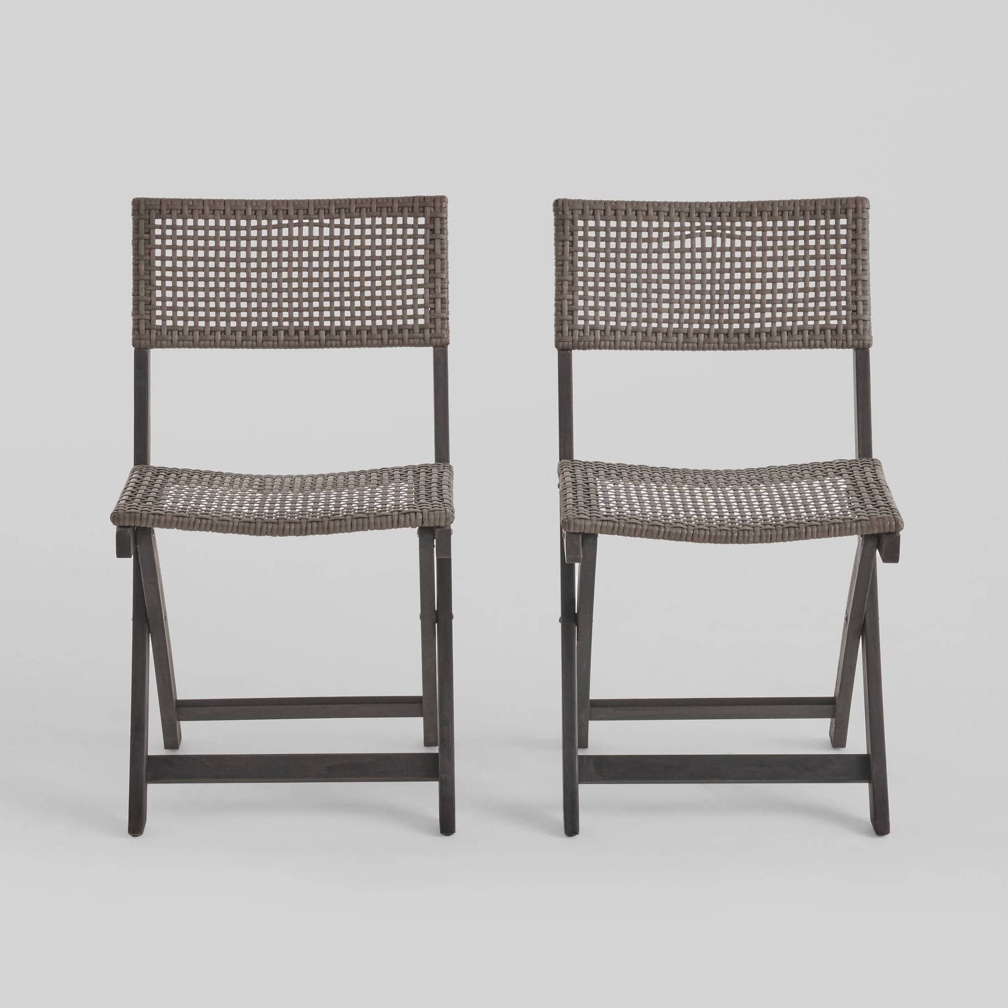 2pk Acacia Wood Foldable Patio Bistro Chairs Gray D594