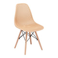 Blue Plastic Shell Side Chair with Beech Wood Legs, set of 2 V50168