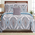 Blue & Gray King Size Bed Set - 8 Piece Z493