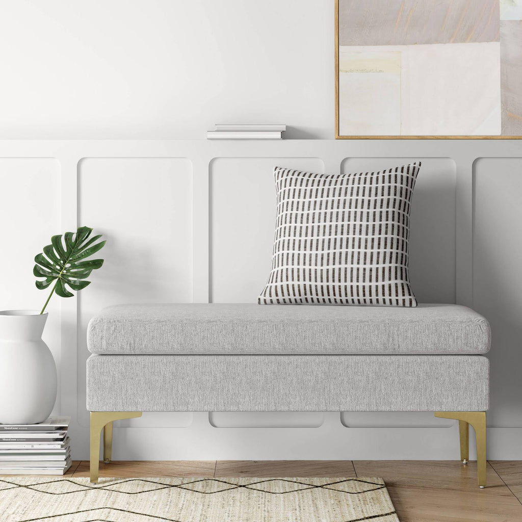 Beige Brass Leg Bench H30527