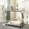 Rustic Oak White Bar Cart R88455