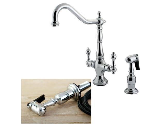Chrome Double Handle Kitchen Faucet with Brass Sprayer V124