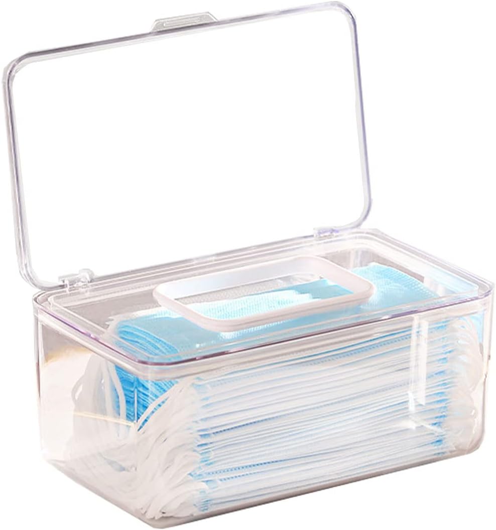 Blue Mask Storage Box with Lid Organizer T73104
