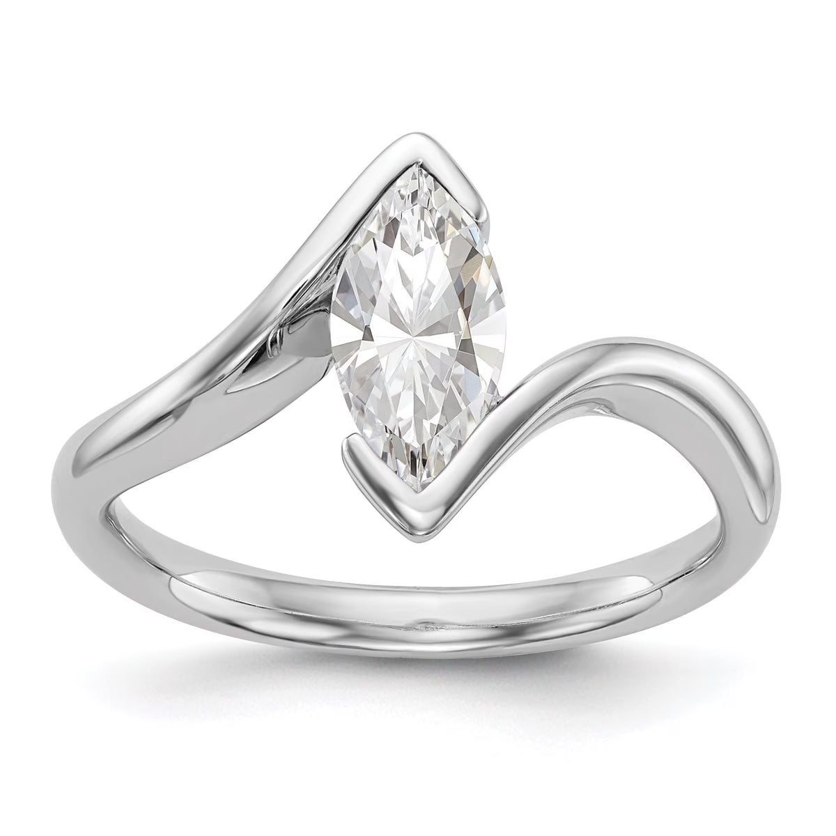 0.25ct CZ Solid 14k White Gold Marquise Bezel Solitaire Engagement Ring O365