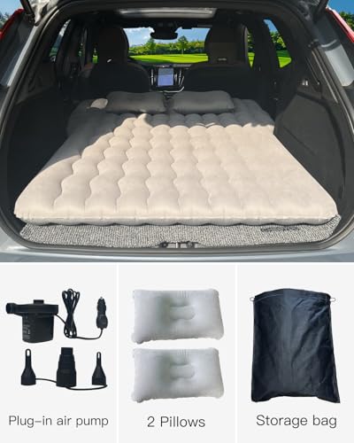 Black Thickened Flocking & PVC Car Air Mattress with Electric Air Pump B611