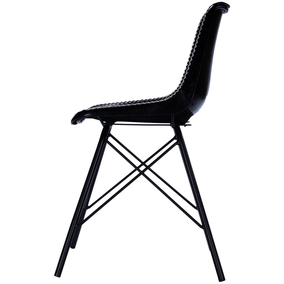 Black Leather Side Chair Set of 2 U86778