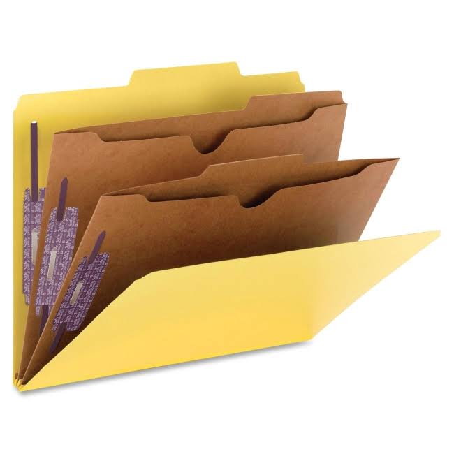 Yellow Pressboard Classification Folders with Pocket-Style F448