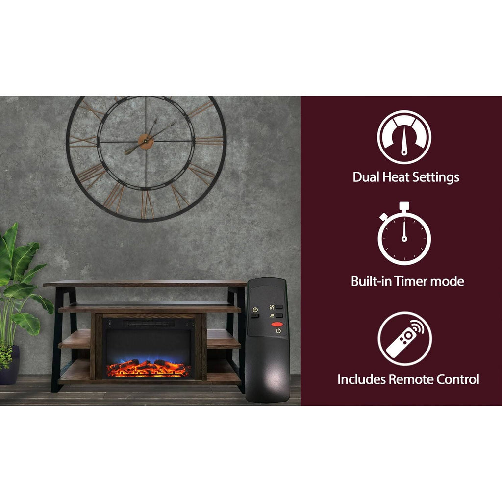 Walnut Electric Fireplace Mantel with LED Flames H404388