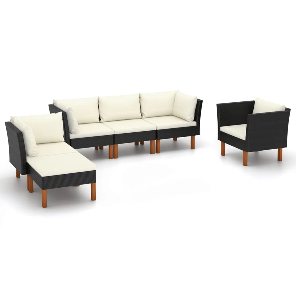 6 Piece Poly Rattan Sectional Outdoor Furniture Set S8015