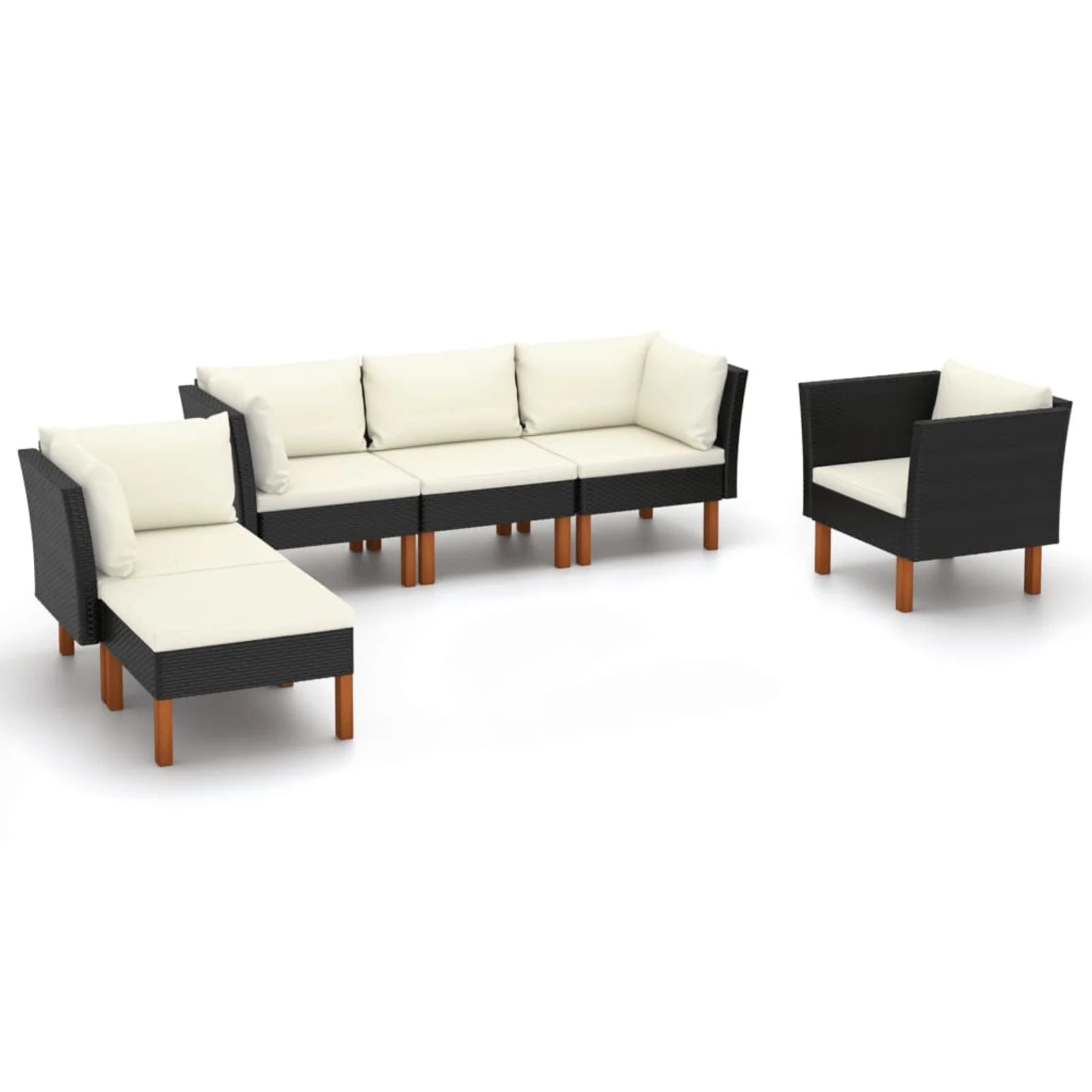 6 Piece Poly Rattan Sectional Outdoor Furniture Set S8015
