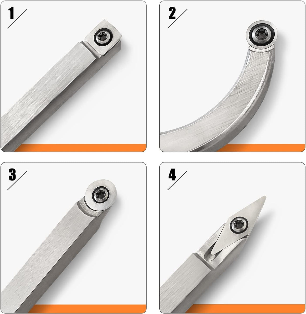 7pc Carbide Woodturning Tools with Detachable Alloy Handle G737