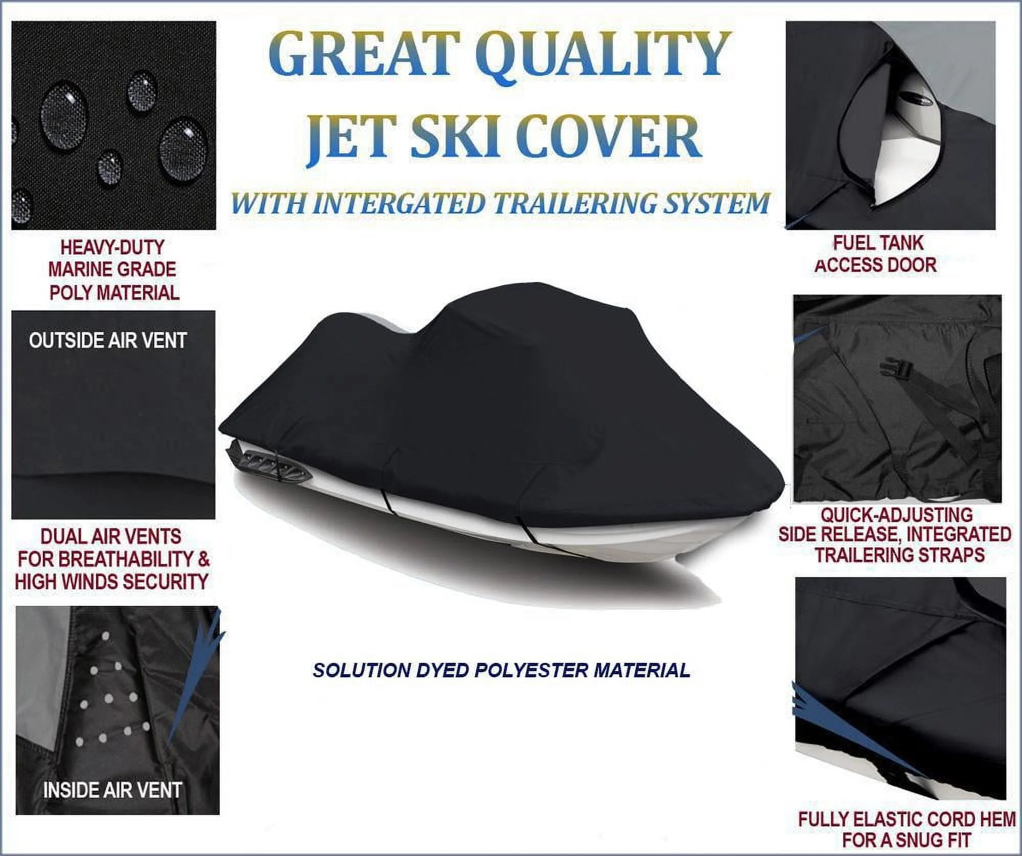 Black 600 Denier JetSki Cover F829448