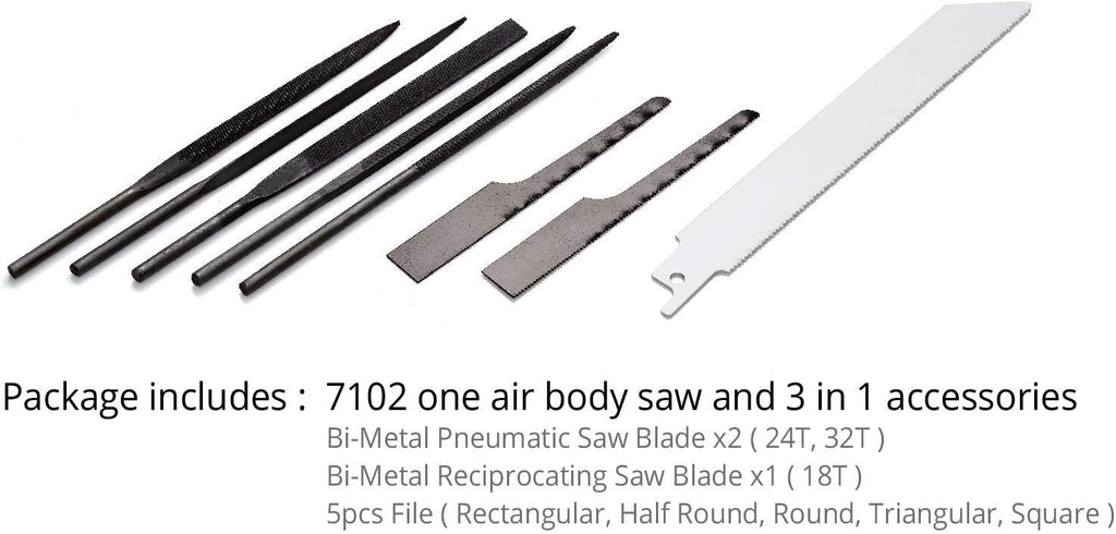 Compact Low Vibration Air Saw with 8 pcs Blade Kit J3502