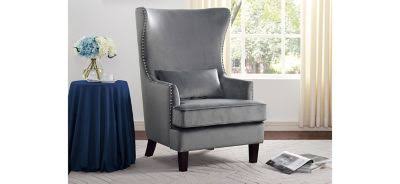 Gray Velvet Wing Back Accent Chair R6717