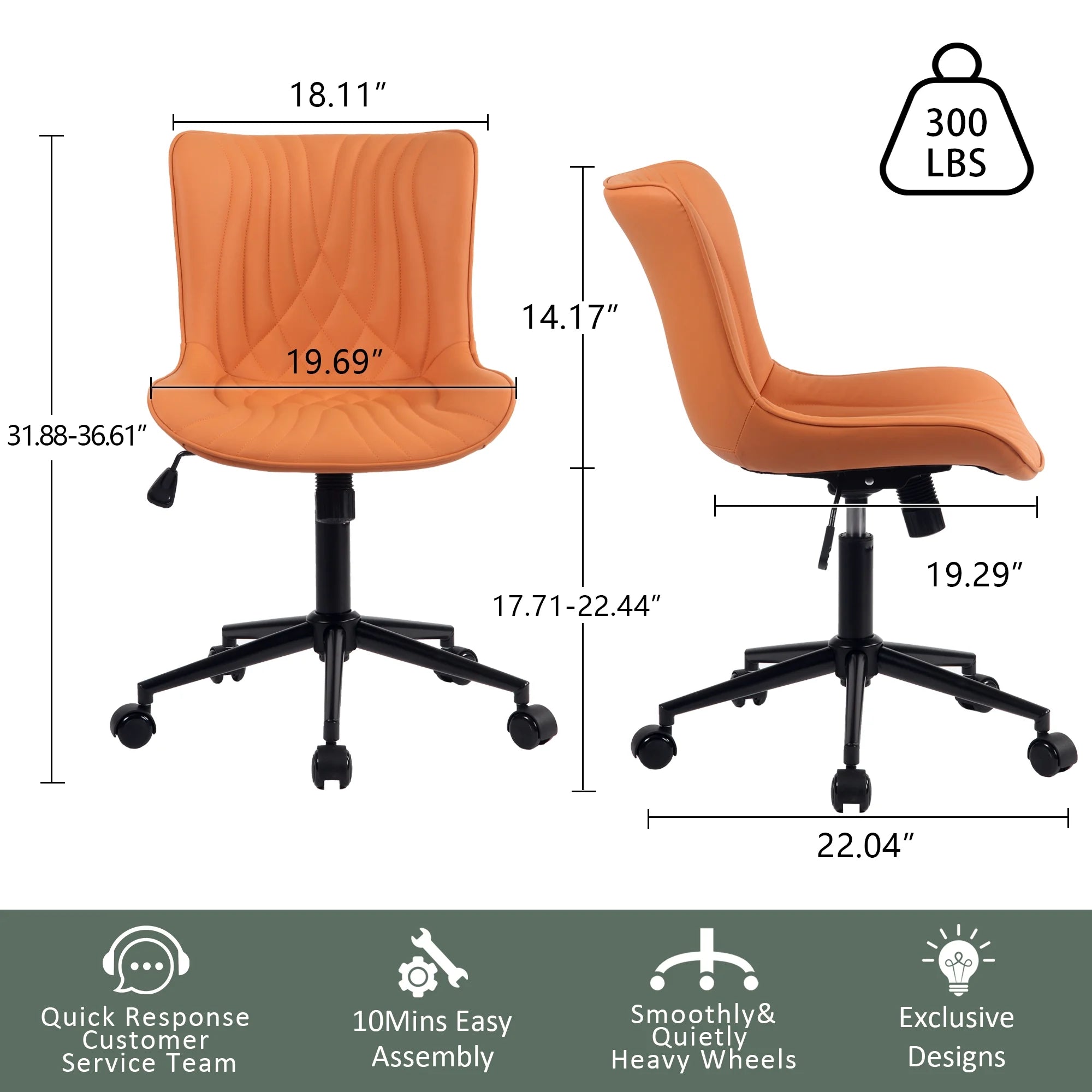 Camel PU Adjustable Ergonomic Office Chair with Wheels N5365