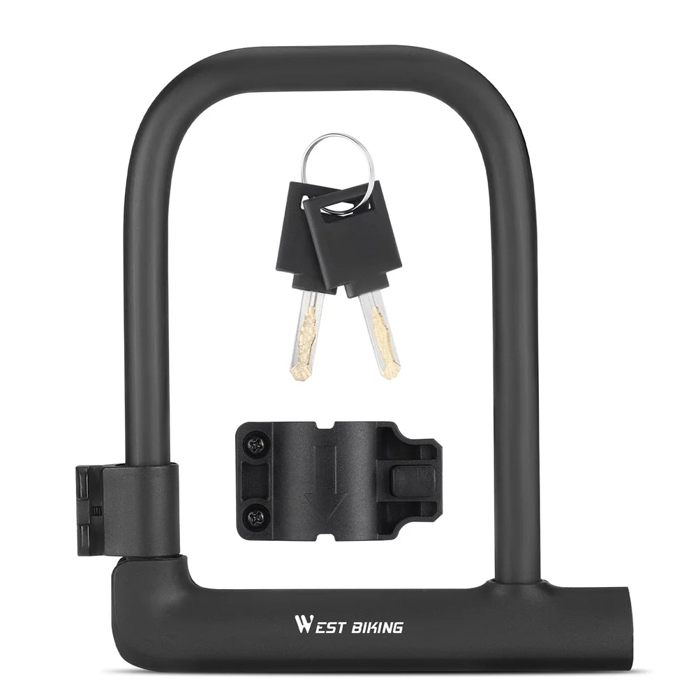 U-Lock Heavy Duty Bike Lock with 2 Keys & Lock Holder W57899