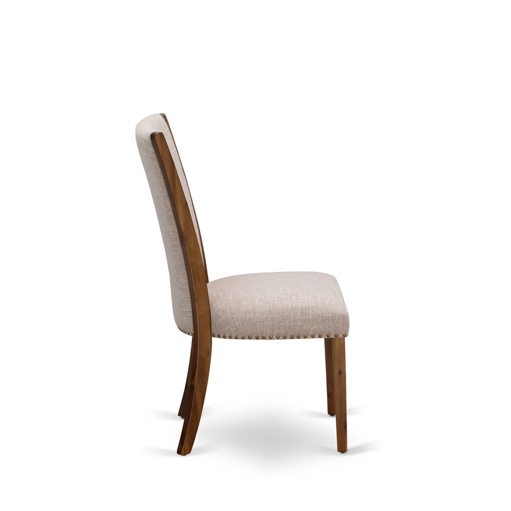 Walnut/Tan Fabric Dining Chairs (Set of 2) F346