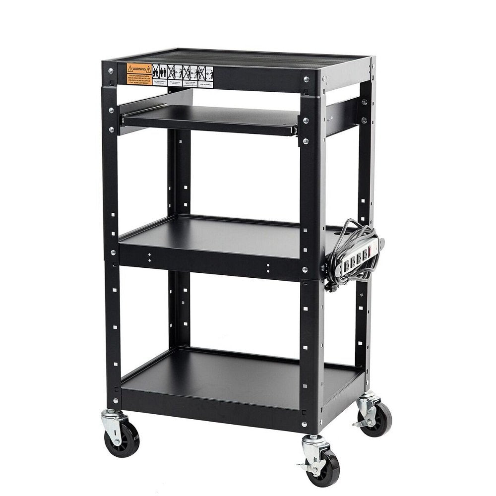 Black Metal Rolling Storage Cart with Adjustable Shelves T8975