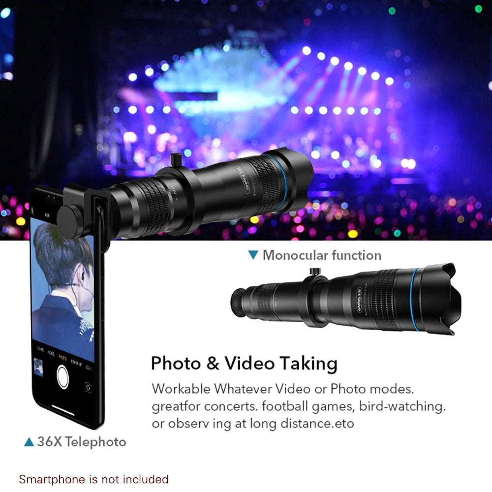 HD 36X Metal Telescope Lens for Smartphones Q8601
