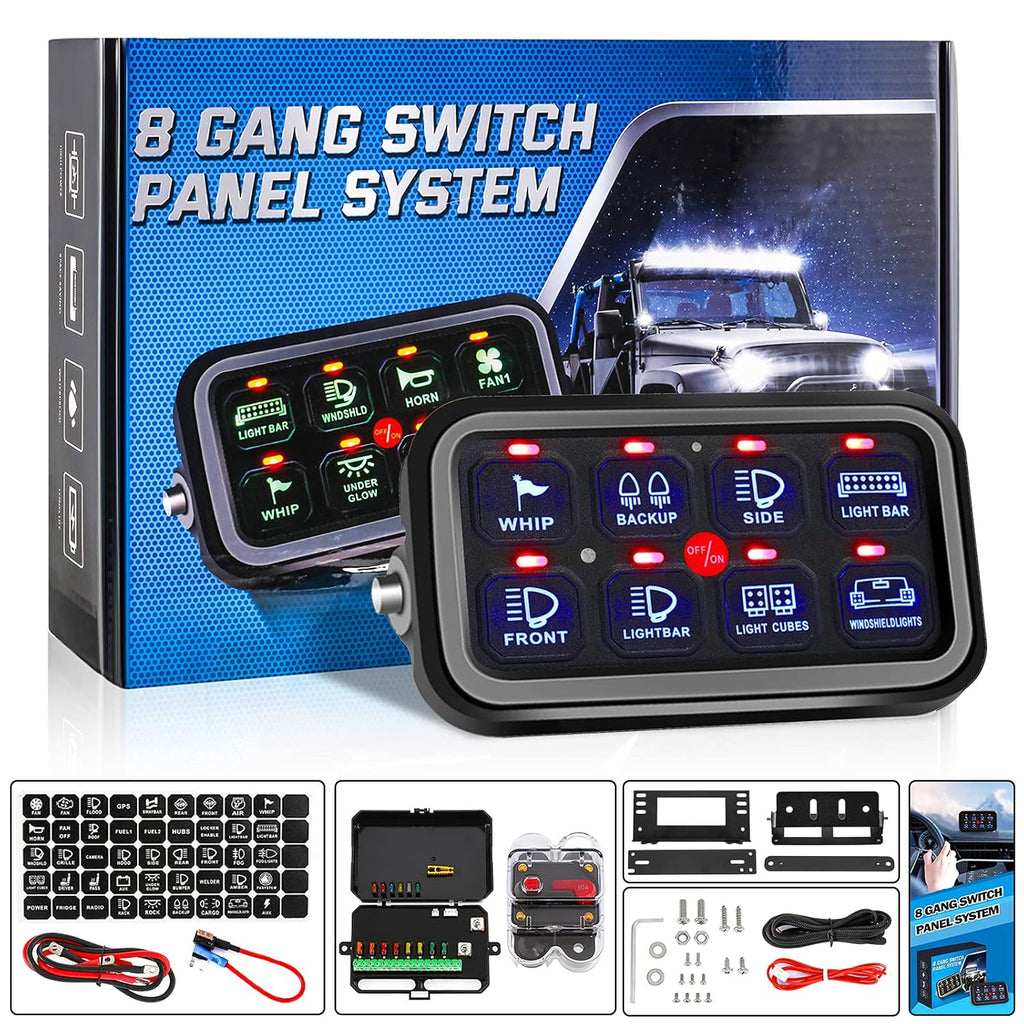 6 Gang Switch Panel with Electronic Relays, Waterproof Pack of 2 U301094