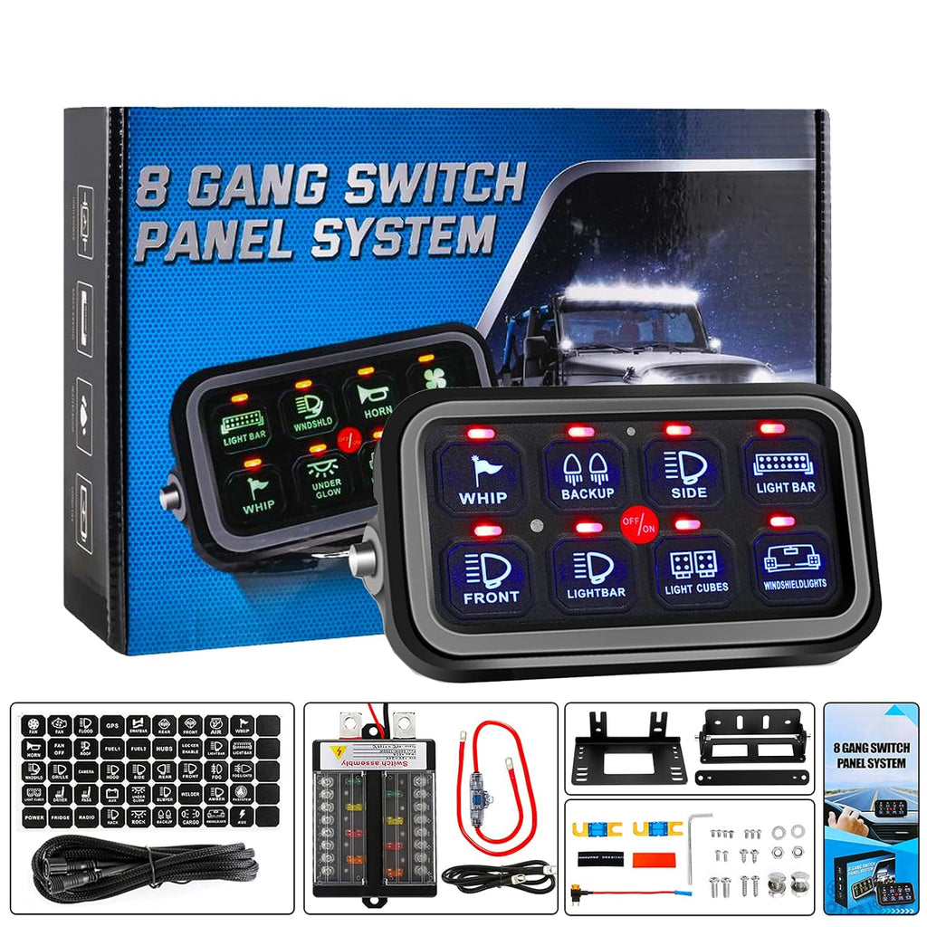 6 Gang Switch Panel with Electronic Relays, Waterproof Pack of 2 U301094
