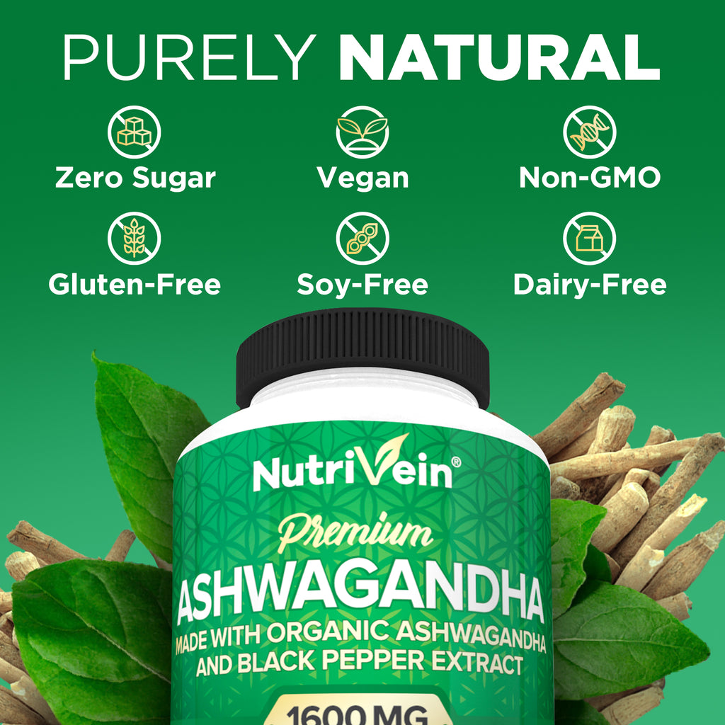 Organic Ashwagandha Capsules 1600mg 120 Vegan Pills J72675