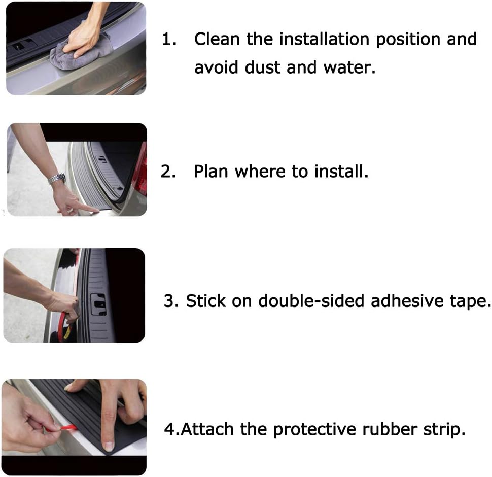 Black Rubber Rear Bumper Protector Guard for SUV/Cars (35.8Inch) Pack of 2 M918