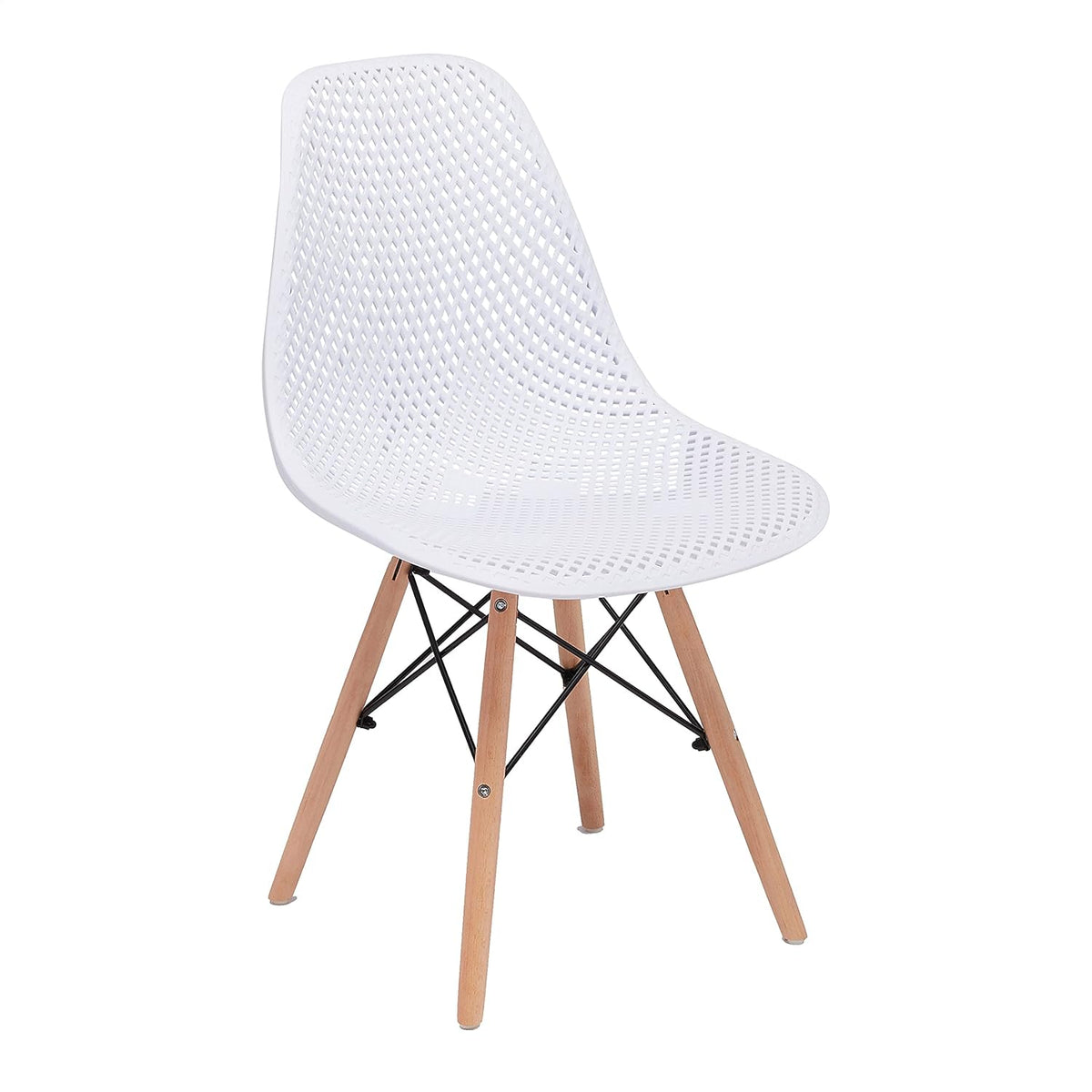 Blue Plastic Shell Side Chair with Beech Wood Legs, set of 2 V50168
