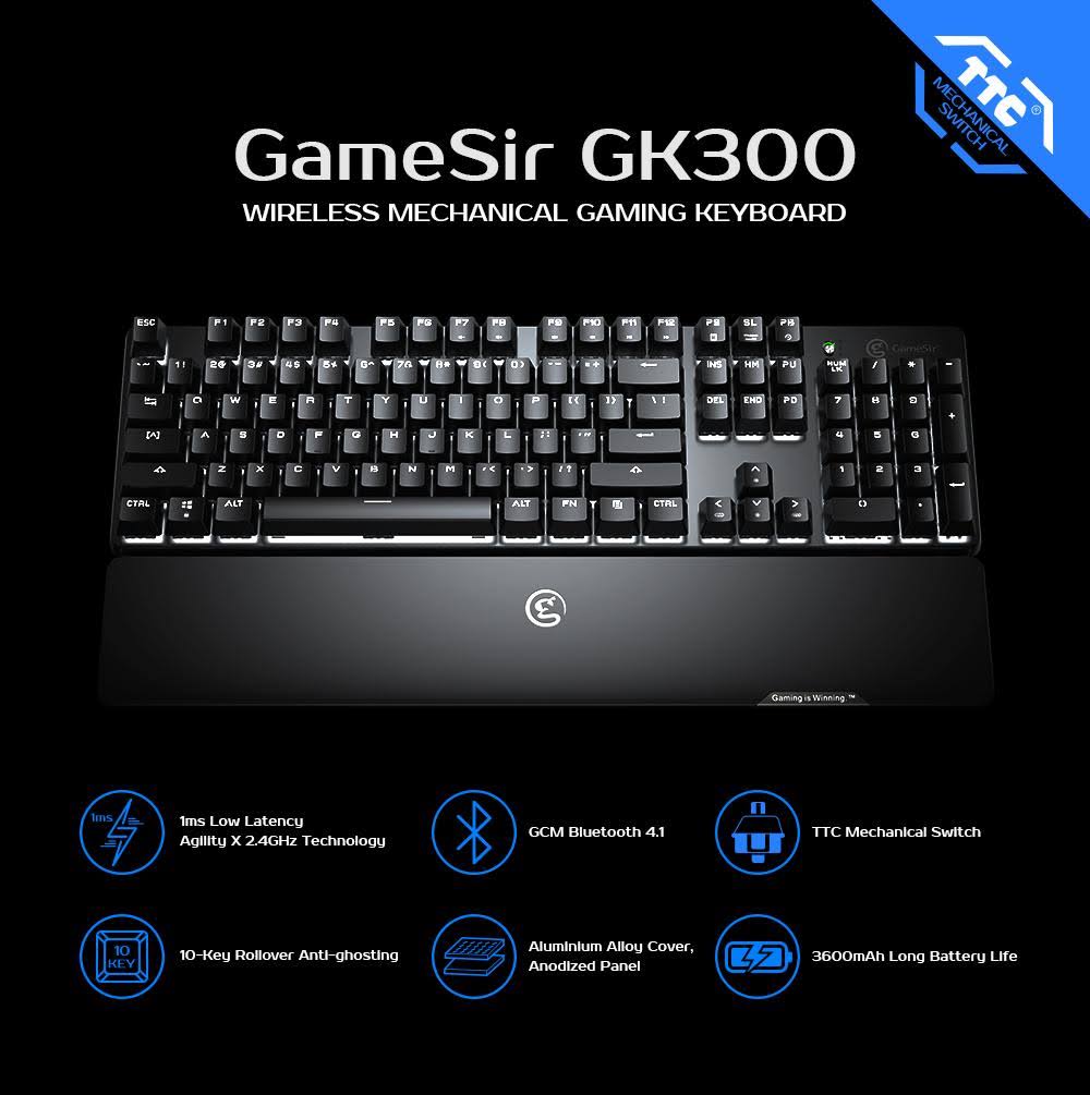Wireless Mechanical Gaming Keyboard with Aluminium Alloy Top Plate W3922
