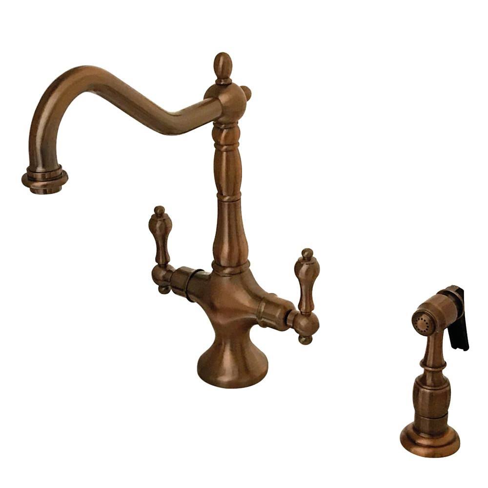 Chrome Double Handle Kitchen Faucet with Brass Sprayer V124