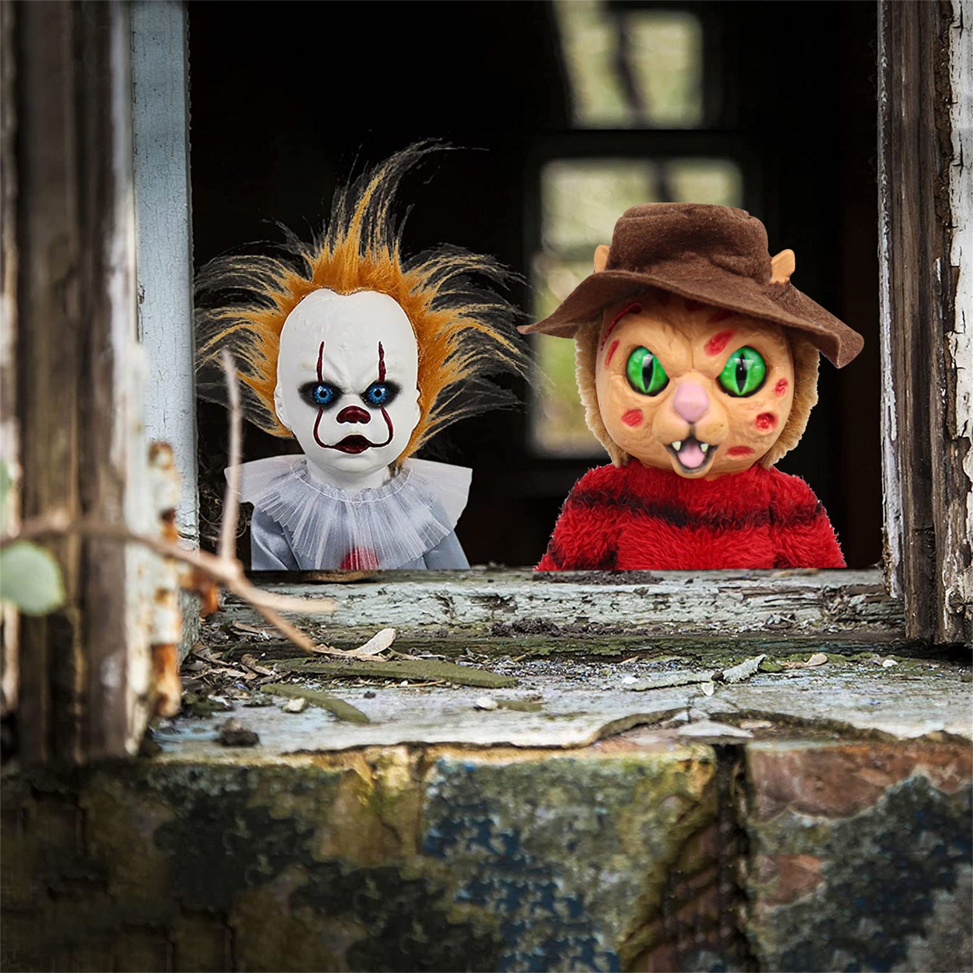 Halloween Plush Dolls Toys Stuffed Scary Clown Cat Ornaments Q349059