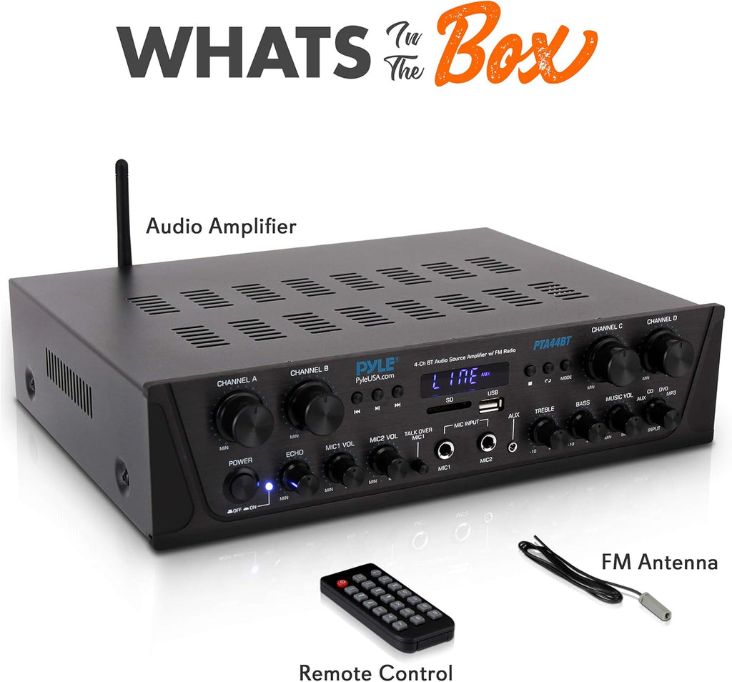 500W 4 Channel Stereo Bluetooth Amplifier with USB, FM, Microphone in A605