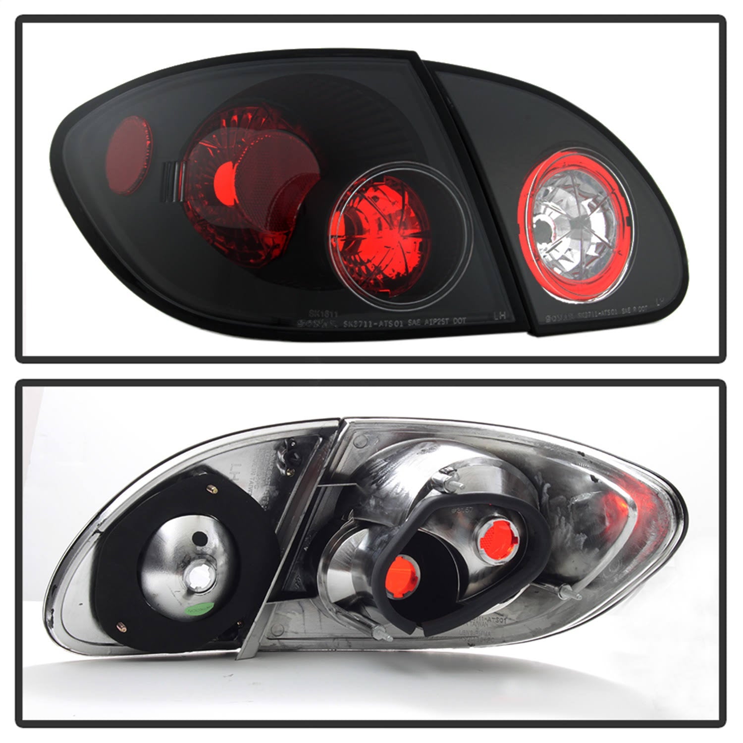 Toyota Corolla 03-08 Euro Style Tail Lights - Black D9566