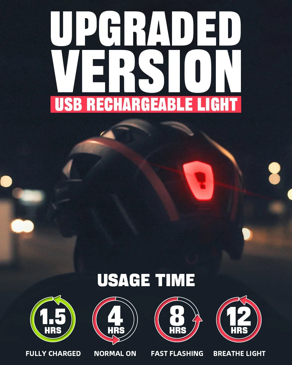 Bike Helmet with Visor and Goggles USB Rechargeable Light A627650