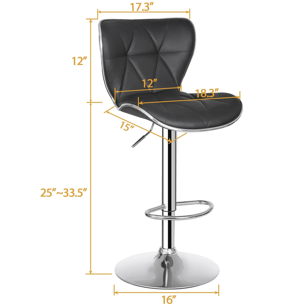 2 Pcs Adjustable Swivel PU Leather Bar Stools W8928