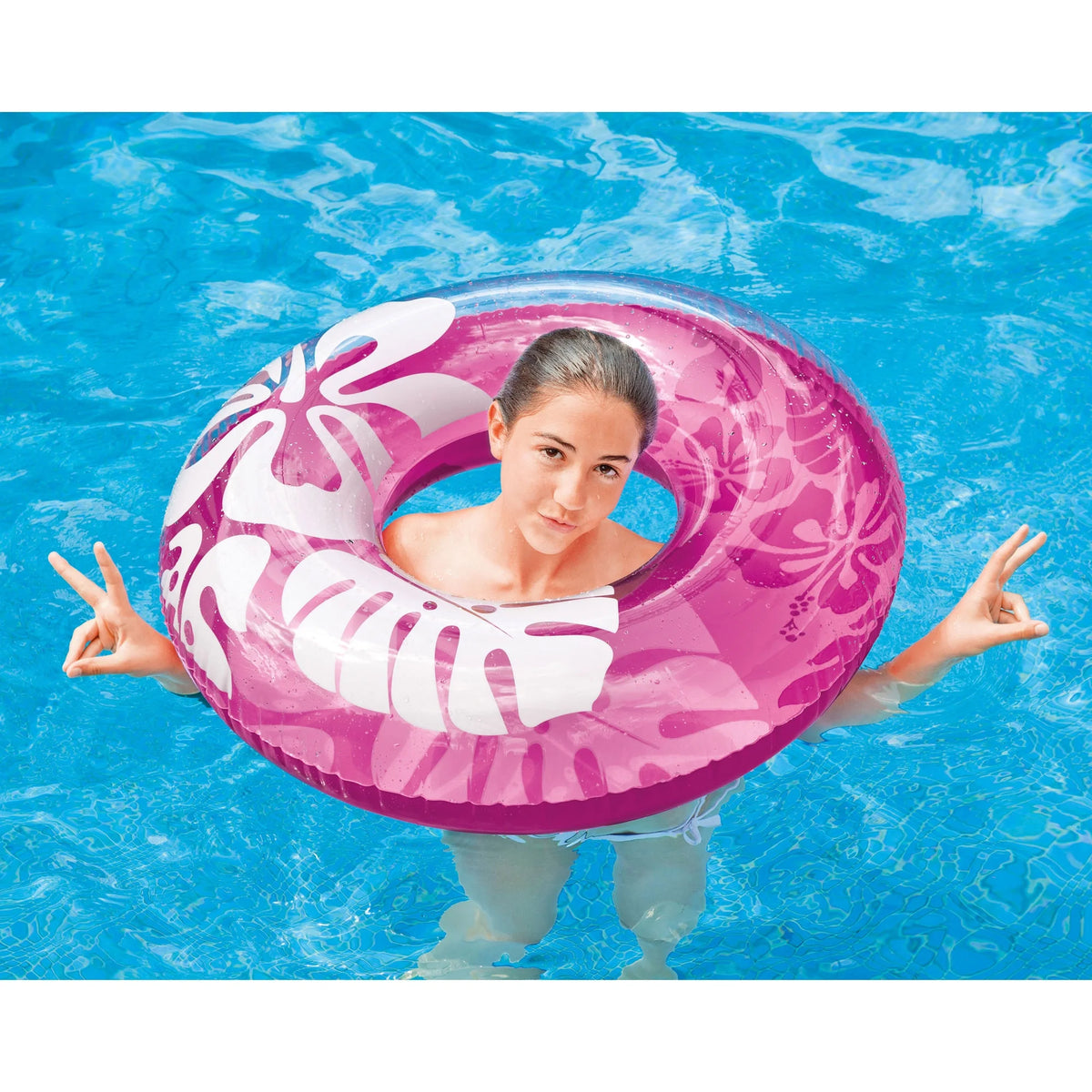 24 Pack Transparent Inflatable Round Swimming Pool Ring Float K538727