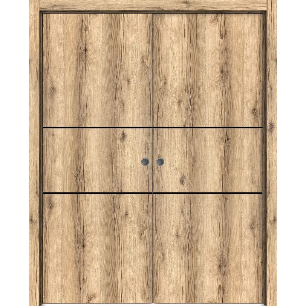 Sliding French Double Pocket Doors 36 x 84 inches Solid Wood Interior Doors V531489