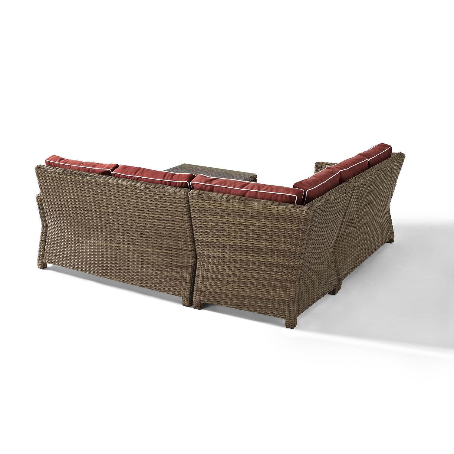 4Pc Outdoor Wicker Sectional Set Sangria Weathered Brown W840